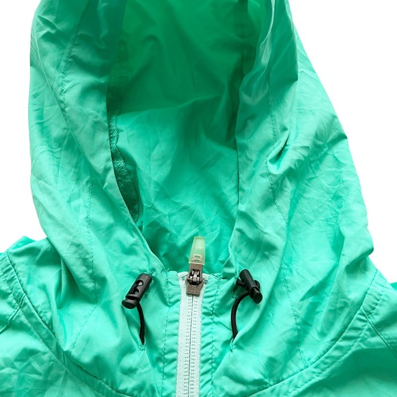 Asics Womens Full Zip Hooded Running Rain Jacket Windbreaker Teal Mint Green, Sm - Picture 2 of 13
